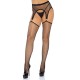 LEG AVENUE INDUSTRIAL NET STOCKINGS WITH O RING ATTACHED GARTER BELT ONE SIZE