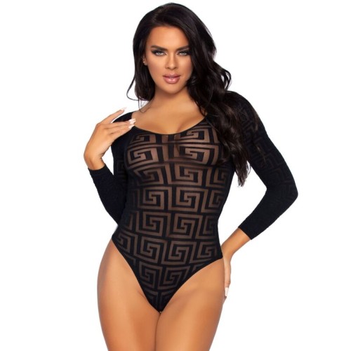 LEG AVENUE MOSAIC SNAP CROTH BODYSUIT ONE SIZE