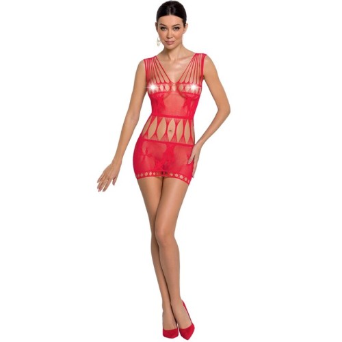 PASSION WOMAN BS090 BODYSTOCKING - RED ONE SIZE