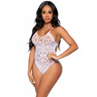 Секси боди LEG AVENUE SEAMLESS SCROLL LACE TEDDY - WHITE