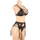 SUBBLIME THREE PIECES SET BRA+ GARTER BELT + THONG S/M