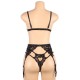 SUBBLIME THREE PIECES SET BRA+ GARTER BELT + THONG S/M