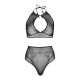 LEG AVENUE TWO PIECES SET HALTER CROP TOP & THONG PANTY PANTY ONE SIZE