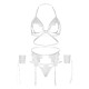 LEG AVENUE FOUR PIECES SET BRA, G-STRING, GARTER BELT & WRIST CUFFS ONE SIZE - WHITE