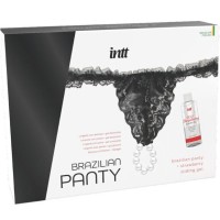 Лубрикант INTT - BRAZILIAN BLACK PANTY WITH PEARLS AND LUBRICANT GEL 50ML