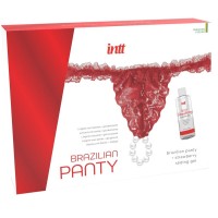 INTT - BRAZILIAN RED PANTY WITH PEARLS AND LUBRICATING G