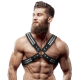 FETISH SUBMISSIVE ATTITUDE™ - MEN&#39;S CROSSED CHEST ECO-LEATHER HARNESS WITH RIVETS