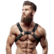 FETISH SUBMISSIVE ATTITUDE™ - MEN&#39;S ADJUSTABLE ECO-LEATHER CHEST BULLDOG HARNESS