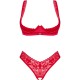 Бельо OBSESSIVE - LACELOVE CUPLESS TWO PIECES SET RED XS/S