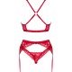 Бельо OBSESSIVE - LACELOVE THREE PIECES SET RED XS/S