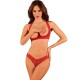 Бельо OBSESSIVE - LACELOVE CUPLESS TWO PIECES SET RED M/L