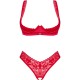 Бельо OBSESSIVE - LACELOVE CUPLESS TWO PIECES SET RED M/L