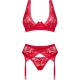 Бельо OBSESSIVE - LACELOVE THREE PIECES SET RED M/L