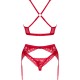 Бельо OBSESSIVE - LACELOVE THREE PIECES SET RED XL/XXL