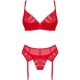 Бельо OBSESSIVE - INGRIDIA TWO PIECES SET CROTCHLESS RED XL/XXL