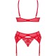 Бельо OBSESSIVE - INGRIDIA TWO PIECES SET CROTCHLESS RED XL/XXL