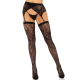 Бельо LEG AVENUE - LACE THIGH HIGHS & GARTERBELT BLACK