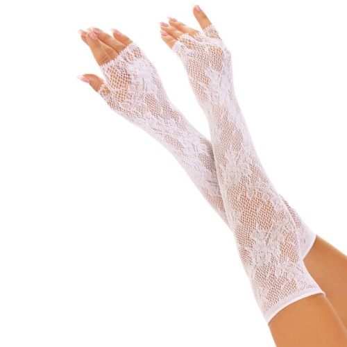 Бельо LEG AVENUE - FLORAL NETWORK FINGERLESS GLOVES WHITE