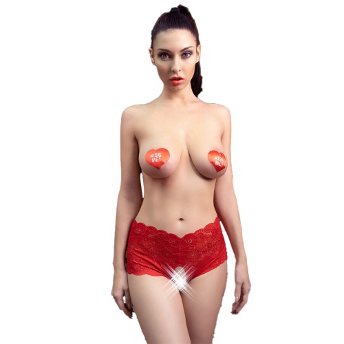 Бельо CHILIROSE - CR 4641 PANTIES CROTCHLESS RED L/XL