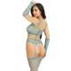 Бельо LEG AVENUE - CROP TOP STOCKINGS & GLOVES BLUE