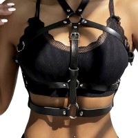 Бельо SUBBLIME - LEATHER RING CHEST HARNESS BLACK ONE SI