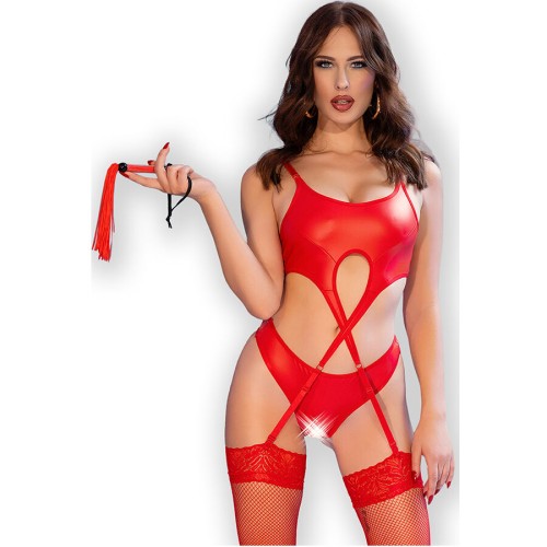 Бельо CHILIROSE - CR 4625 SET FOUR PIECES CROTCHLESS RED L