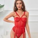 Секси боди SUBBLIME - TEDDY WITH GARTER STRAP DETAIL CHEST RED S/M