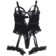 Секси боди SUBBLIME - TEDDY WITH GARTER WITH LACE DETAIL AND STRIPS BLACK L/XL