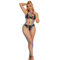 Бельо SUBBLIME - 952358 RAINBOW HALTER NECK FISHNET BODYSTOCKING ONE SIZE