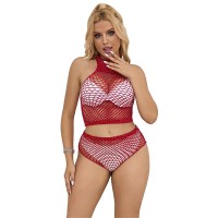 Бельо SUBBLIME - 952402 BODYSTOCKING FISHNET SET WITH PINK DIAMONDS ONE SIZE