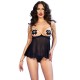 Бельо CHILIROSE - CR 4715 BABYDOLL SET FOUR PIECES BLACK S