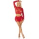 Бельо LEG AVENUE - SHINY NET CROP + MINI SKIRT RED