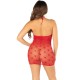 Мини рокля LEG AVENUE - HEART PRINT MESH MINI DRESS RED ONE SIZE