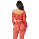 Комплект LEG AVENUE - CROP TOP + STOCKINGS RED ONE SIZE