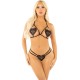 Бельо LEG AVENUE - HEART DESIGN OPEN CUP BRA + THONG BLACK ONE SIZE
