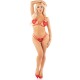 Бельо LEG AVENUE - HEART DESIGN OPEN CUP BRA + THONG RED ONE SIZE