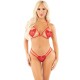Бельо LEG AVENUE - HEART DESIGN OPEN CUP BRA + THONG RED ONE SIZE