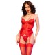 Бельо CHILIROSE - CR 4845 CORSET AND STOCKINGS RED L