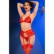 Бельо CHILIROSE - CR 4848 RED LACE BRA + THONG + STOCKINGS SET S