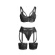 Бельо SUBBLIME - 955236 BLACK BONDAGE BRA WITH GARTER SET S/M