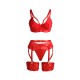 Бельо SUBBLIME - 955267 RED BONDAGE BRA WITH GARTER SET L/XL