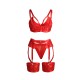 Бельо SUBBLIME - 955267 RED BONDAGE BRA WITH GARTER SET L/XL