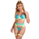 Бельо SUBBLIME - 955311 SET OF BRA WITH LACE AND GARTER LINES GREEN AND BLUE S/M