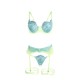 Бельо SUBBLIME - 955328 BRA SET WITH LACE AND GARTER LINES GREEN AND BLUE L/XL