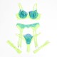 Бельо SUBBLIME - 955328 BRA SET WITH LACE AND GARTER LINES GREEN AND BLUE L/XL