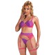 Бельо SUBBLIME - 955359 SET OF BRA WITH LACE AND GARTER LINKS PINK AND PURPLE S/M