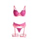 Бельо SUBBLIME - 955359 SET OF BRA WITH LACE AND GARTER LINKS PINK AND PURPLE S/M