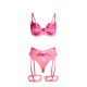 Бельо SUBBLIME - 955359 SET OF BRA WITH LACE AND GARTER LINKS PINK AND PURPLE S/M