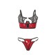 Бельо SUBBLIME - 955533 RED PATENT LEATHER MESH ZIPPER BRA SET S/M