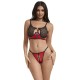 Бельо SUBBLIME - 955533 RED PATENT LEATHER MESH ZIPPER BRA SET S/M